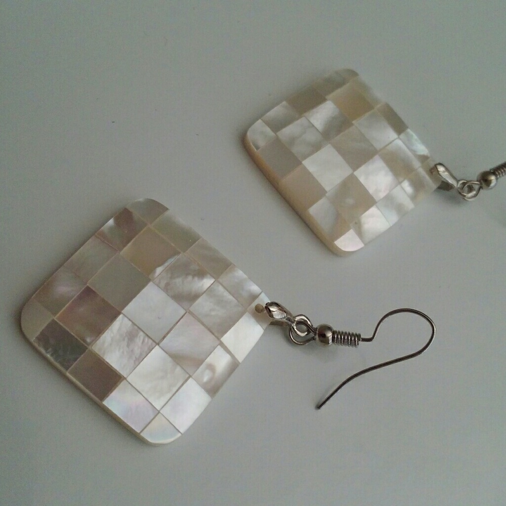 Diamond Mother of Pearl Earrings - Picture 3 of 7